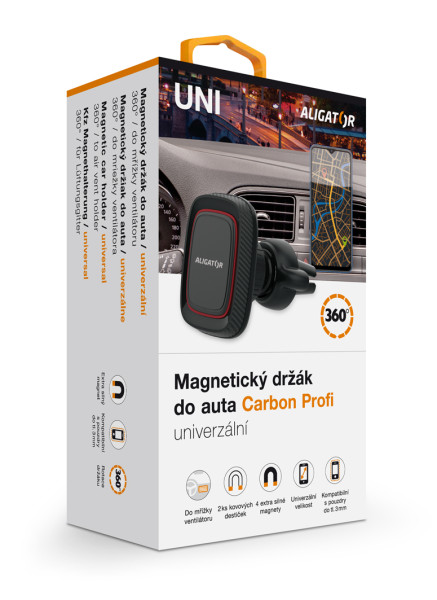 Magnetický držák do auta HA16 Aligator Carbon profi, univerzální