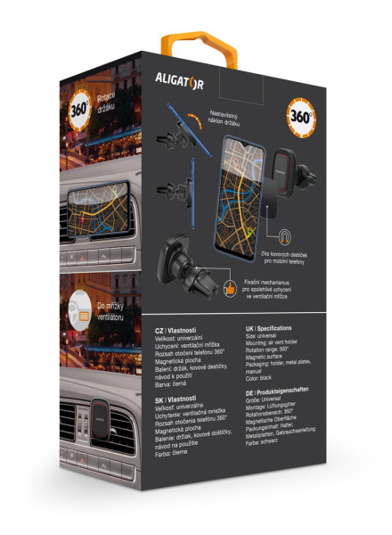 Magnetický držák do auta HA16 Aligator Carbon profi, univerzální
