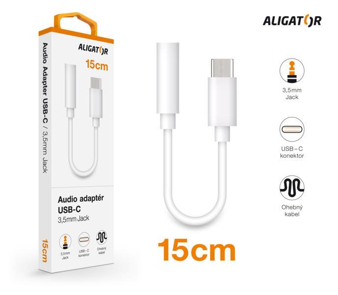 Audio adaptér USB-C / 3,5mm Jack, bílý