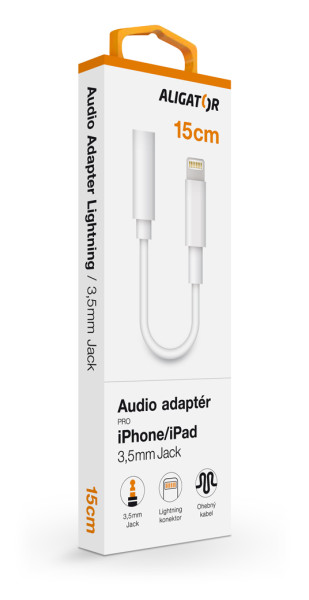Audio adaptér Aligator Lightning / 3,5mm Jack, bílý
