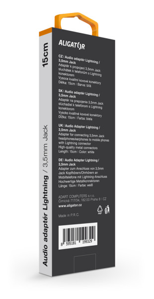 Audio adaptér Aligator Lightning / 3,5mm Jack, bílý