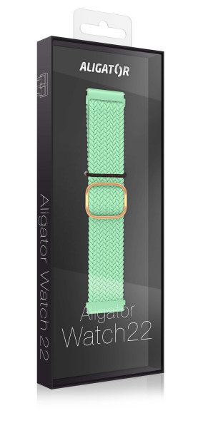 Řemínek textilní ALIGATOR 22mm, tyrkysový