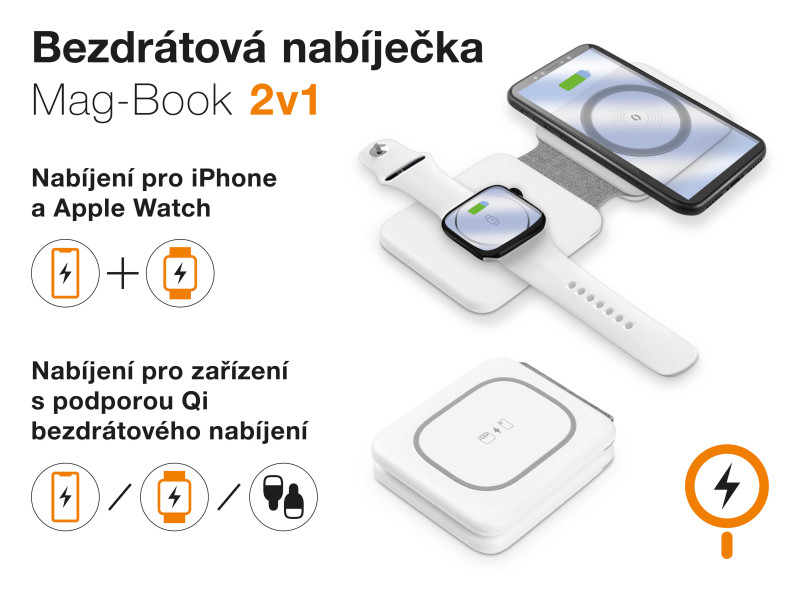 Bezdrátová stanice Aligator Magsafe 2v1, bílá