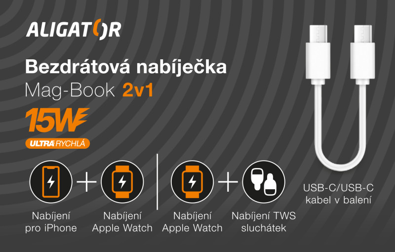 Bezdrátová stanice Aligator Magsafe 2v1, bílá