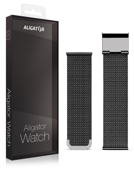 Náhradní kovový řemínek pro Aligator Watch life 20mm, černý
