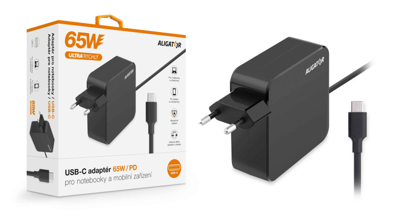 Chytrý USB-C adaptér Aligator power delivery 65W