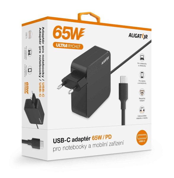 Chytrý USB-C adaptér Aligator power delivery 65W