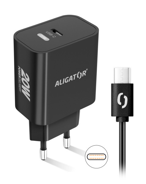 Rychlá nabíječka USB-C ALIGATOR PD 20W s kabelem černá