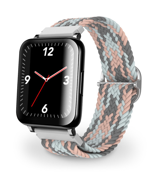 Řemínek textilní Aligator 20mm, růžovo-šedý