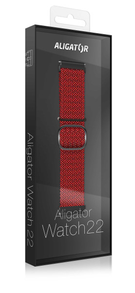 Řemínek textilní Aligator 22mm, černo-vínový