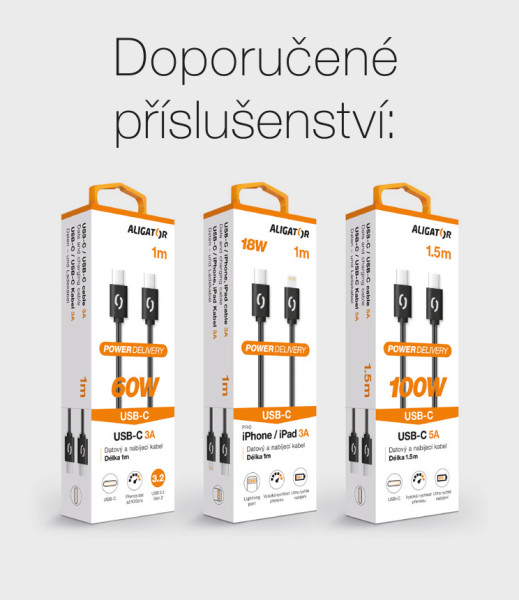 Rychlá nabíječka ALIGATOR PD 20W USB-C, černá