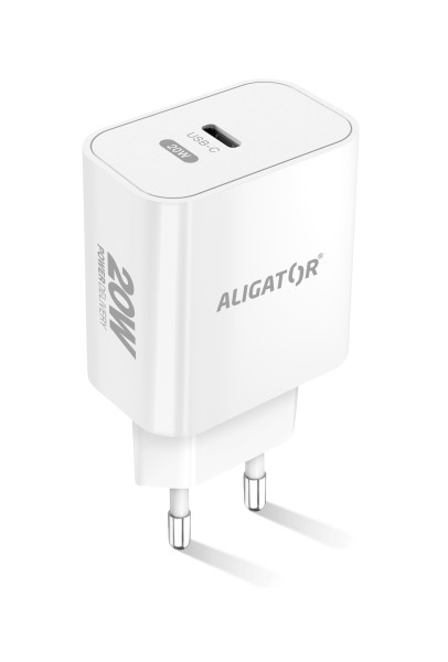 Rychlá nabíječka USB-C ALIGATOR PD 20W bílá (bez kabelu)