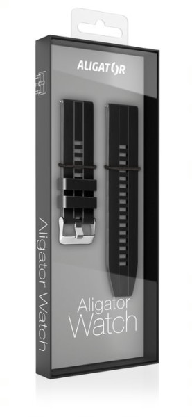 Náhradní silikonový řemínek pro Aligator Watch Pro a Aligator Watch Pro X 22mm, černý