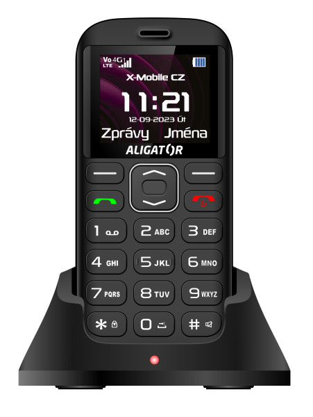 ALIGATOR A720 4G Senior černý + nabíjecí stojánek