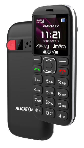 ALIGATOR A720 4G Senior černý + nabíjecí stojánek