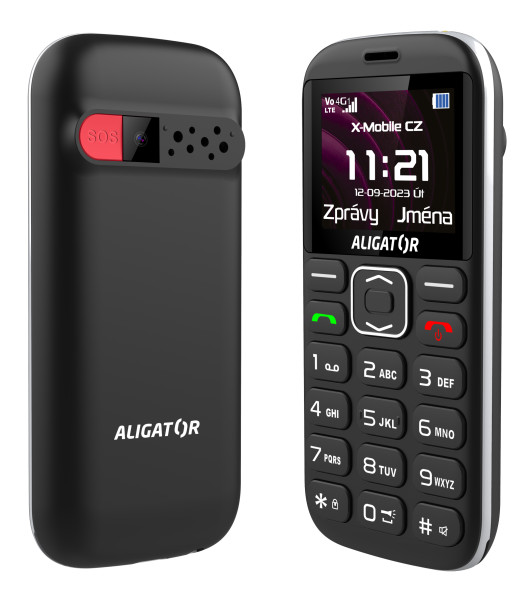 ALIGATOR A720 4G Senior černý + nabíjecí stojánek