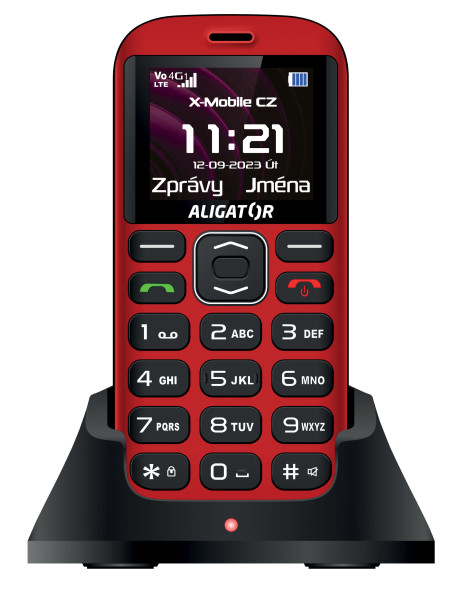 ALIGATOR A720 4G Senior červeno-černý + nabíjecí stojánek