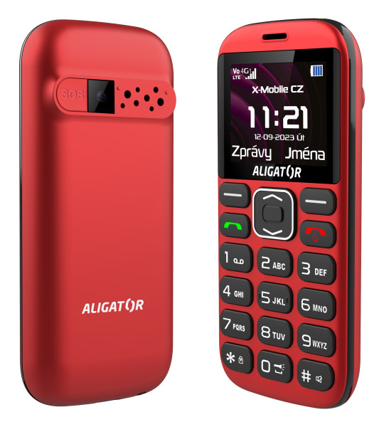 ALIGATOR A720 4G Senior červeno-černý + nabíjecí stojánek