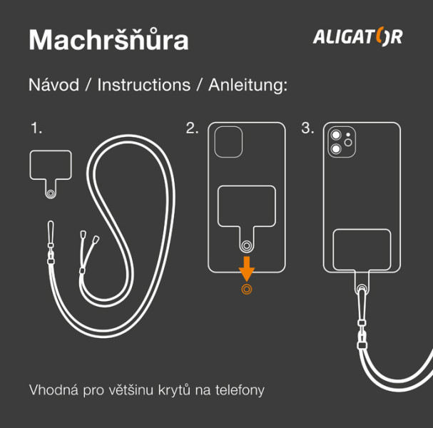 Šňůrka Crossbody Aligator Machršňůra UNI neonově žlutá