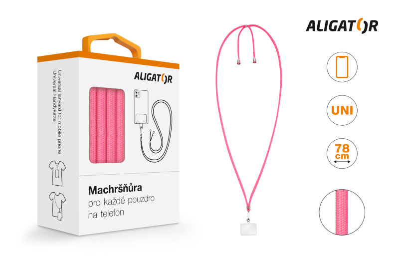 Šňůrka Crossbody Aligator Machršňůra UNI neonově růžová