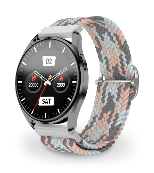 Řemínek textilní ALIGATOR 22mm, růžovo-šedý