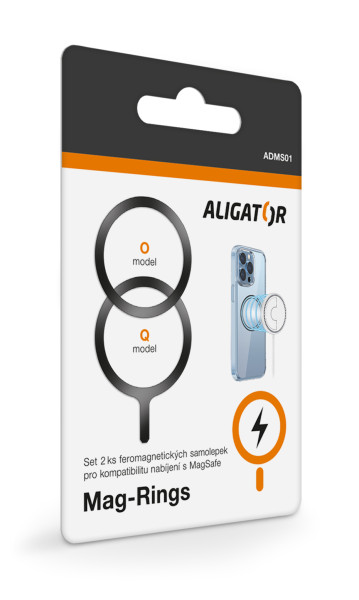Set feromagnetických samolepek Aligator Mag-Rings, určeno pro MagSafe, černé