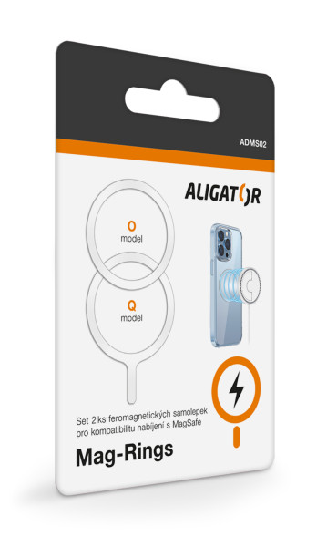 Set feromagnetických samolepek Aligator Mag-Rings, určeno pro MagSafe, bílé