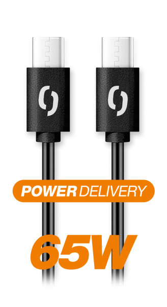 Datový kabel ALIGATOR POWER 65W, USB-C/USB-C 3A 1,5m, černý
