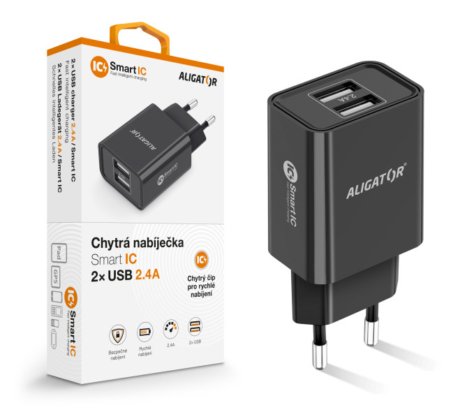 Nabíječka cd ali s 2xUSB výstupem, 2,4A, Smart ic, černá