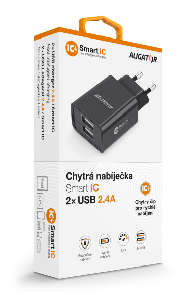 Nabíječka cd ali s 2xUSB výstupem, 2,4A, Smart ic, černá