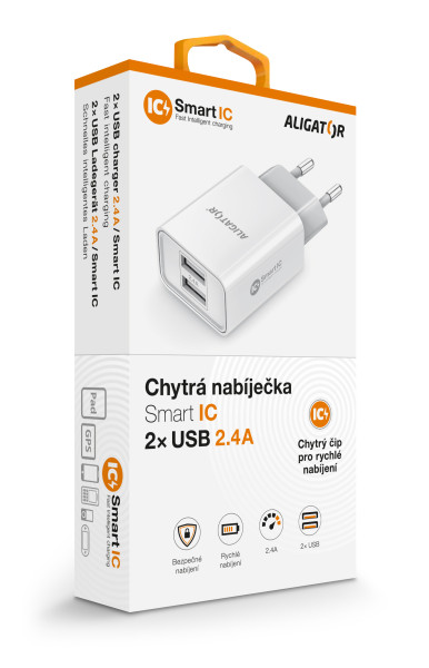 Nabíječka cd ali s 2xUSB výstupem, 2,4A, Smart ic, bílá