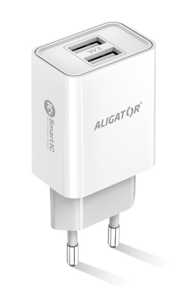 Nabíječka cd ali MicroUSB 2xUSB výst. 2,4A, Smart ic, bílá