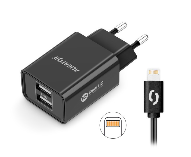 Nabíječka cd ali iPhone/iPad 2xUSB výst.2,4A, Smart ic,černá