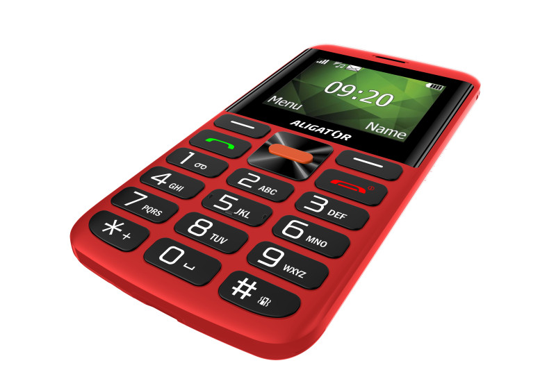 Telefon pro seniory Aligator A910 4G Senior, červený, s nabíjecím stojánkem