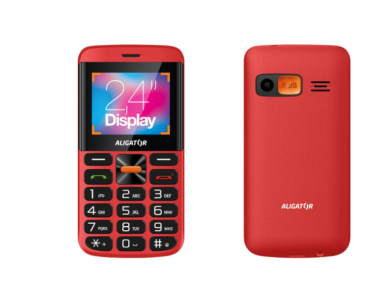 Telefon pro seniory Aligator A910 4G Senior, červený, s nabíjecím stojánkem