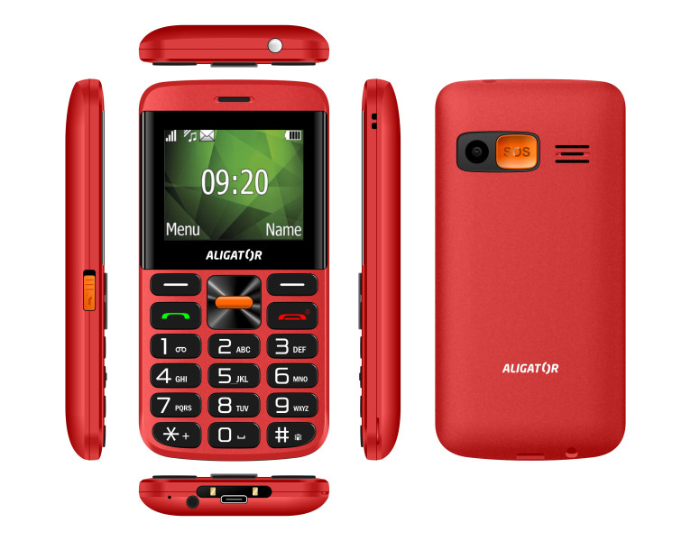 Telefon pro seniory Aligator A910 4G Senior, červený, s nabíjecím stojánkem