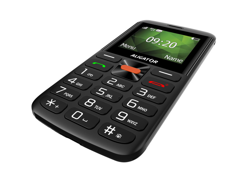 Telefon pro seniory Aligator A910 4G Senior, černý, s nabíjecím stojánkem