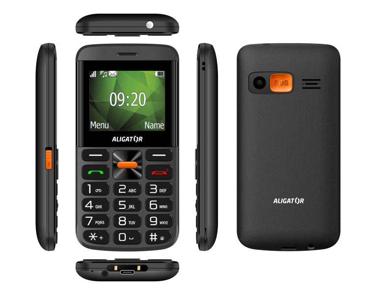 Telefon pro seniory Aligator A910 4G Senior, černý, s nabíjecím stojánkem
