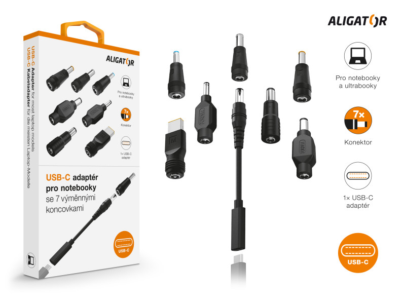 USB-C adaptér pro notebooky a ultrabooky SE 7 výměnnými koncovkami