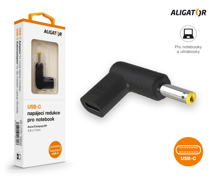 USB-C napájecí redukce 4.8*1.7mm pro notebooky asus/compaq/HP
