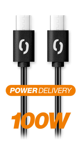 Datový kabel ALIGATOR POWER 100W, USB-C/USB-C 5A, 2,5m černý