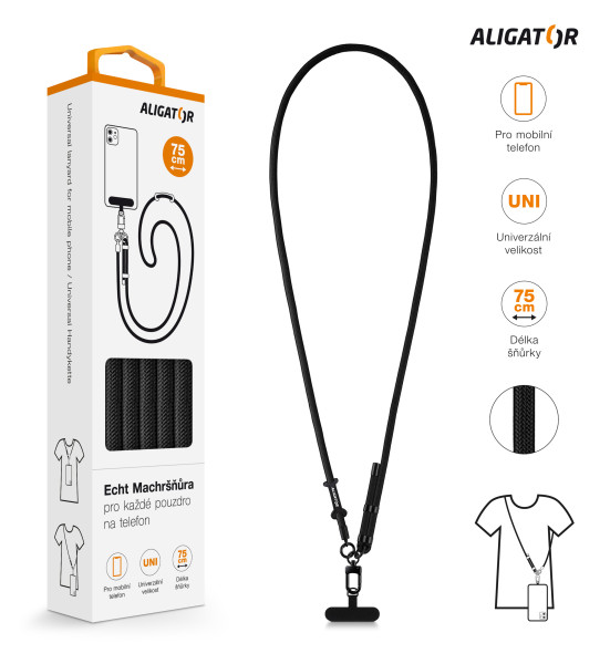 Šňůrka Crossbody Aligator Echt Machršňůra UNI černá