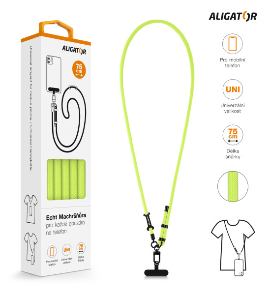 Šňůrka Crossbody Aligator Echt Machršňůra UNI neonově zelená