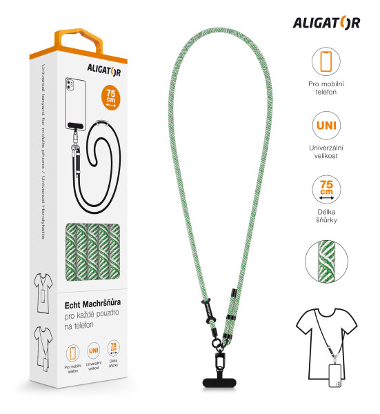 Šňůrka Crossbody Aligator Echt Machršňůra UNI zelená