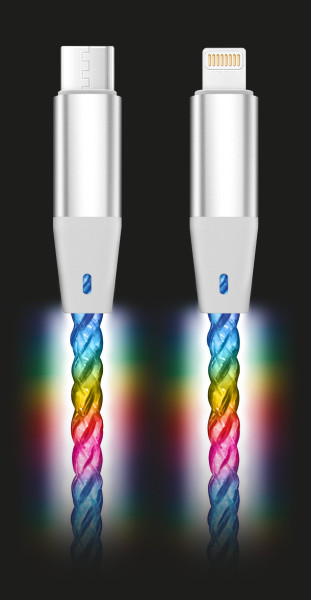 Datový kabel Aligator power 3A 30W, USB-C/lightning, 0,5m svítící
