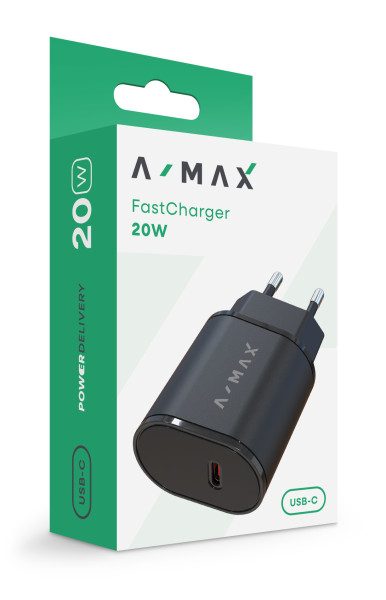 Chytrá nabíječka A-MAX Power Delivery 20W USB-C, bílá