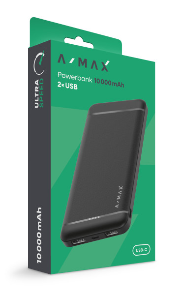 Powerbanka 10000 mAh A-MAX černá rychlé nabíjení