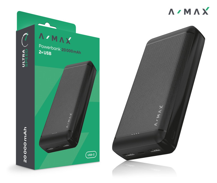 Powerbanka a-max 20 000 mAh, černá