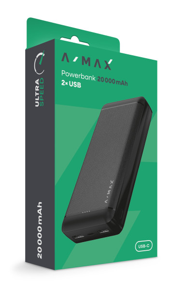 Powerbanka 20000 mAh A-MAX černá rychlé nabíjení
