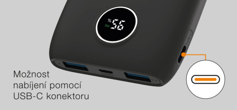 Powerbanka ALIGATOR PD20W + QC22.5W, 10 000 mAh, černá